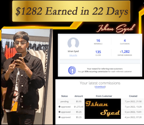 Ishan Syed - $1282 In 22 Days